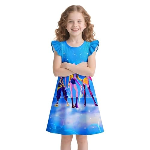 Girls Fashion Dresses Kids Pop Singer Graphic Playwear Novelty Casual Wear Birthday Gift 4-12 Years - Image 1