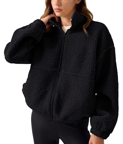LASLULU Womens Fuzzy Sherpa Fleece Jacket Zip Up Oversized Sweatshirts Long Sleeve Winter Clothes Warm Sweater - Image 1