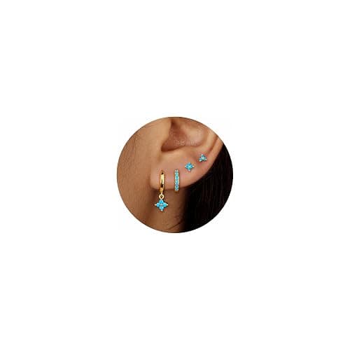 Poxtex 4 Pairs Gold Hoop Earrings Set for Women, 14K Gold Plated Small Huggie Earrings for Multiple Piercing, Dainty Hypoallergenic Cartilage Earrings for Women Jewelry Gift thumbnail 9