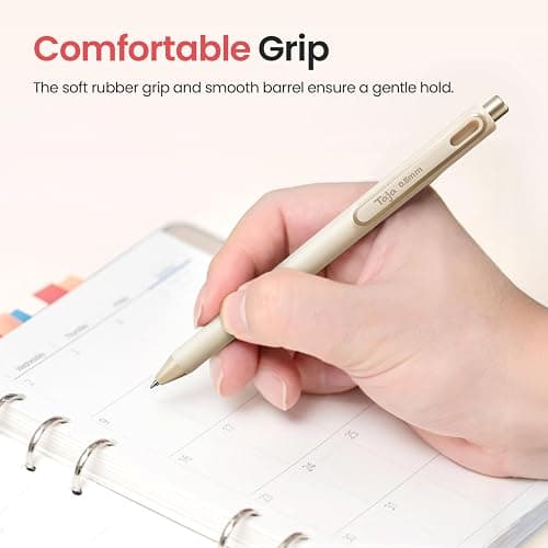 Gel Pens, 6 Pcs Quick Dry Blcak Gel Ink Pens, 0.5mm Fine Point Smooth Writing Pens for Journaling and Note Taking, Cute Aesthetic Pens for Women & Men-Sand Gold - Sand Gold thumbnail 5