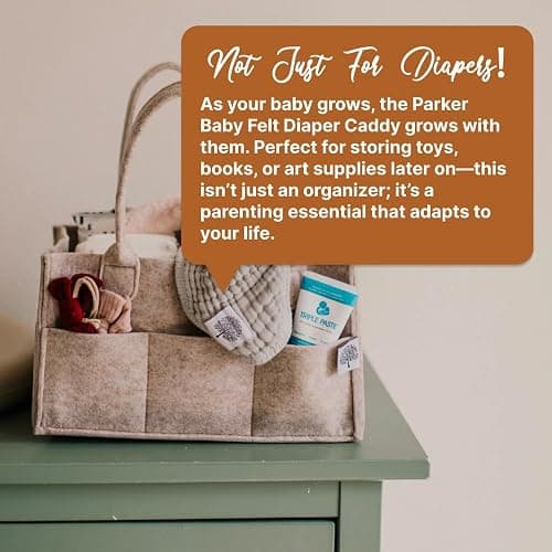 Parker Baby Co. Diaper Caddy - Nursery Storage Bin and Car Organizer for Diapers and Baby Wipes - Oatmeal, Large thumbnail 7