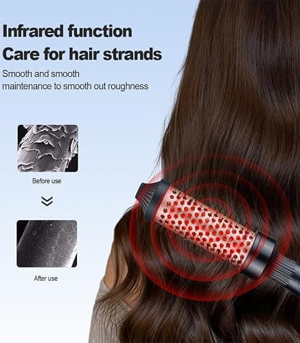 38mm Thermal Brush, Heated Hot Brush, Thermal Round Iron Smooth Shine Volumize Comb, Heated Curling Iron Create Natural Curls, UK Plug Dual Voltage, Rose Black thumbnail 4