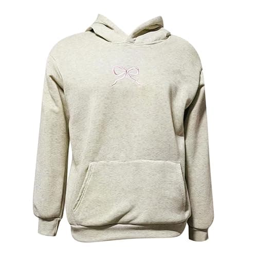 Cute Embroidered Bow Hoodies for Teen Girls Valentines Hoodie for Women Long Sleeve Sweatshirts Y2k Preppy Clothes thumbnail 8