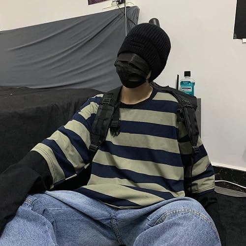 LAVASEON Harajuku Oversized Striped T-Shirt Long Sleeve Crew Neck Casual Matching Couple Streetwear Pullover thumbnail 2