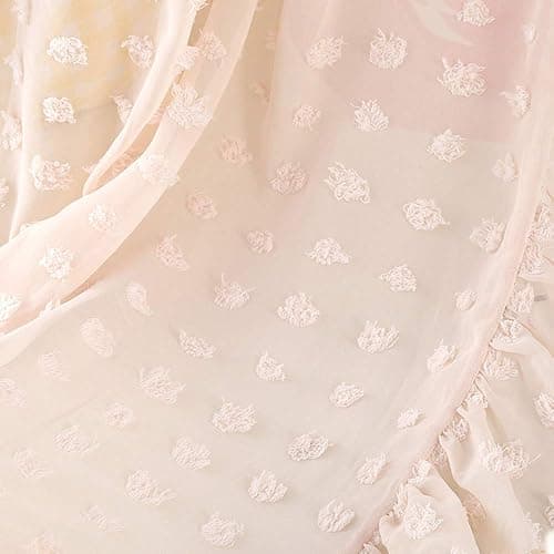 Wonder Space Elegant Kids Bed Canopy - Lace Chiffon Netting with Pom Pom, Princess Girls Fairy Dream Tent, Nursery Room Baby Crib Hanging Curtain Mosquito Net Children Reading Nook Decoration (Beige) thumbnail 5
