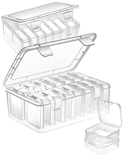 Mathtoxyz Small Bead Organizers, 30 Pieces Plastic Storage Cases Mini Clear Bead Storage Containers Transparent Boxes with Hinged Lid and Rectangle Clear Craft Supply Case - Image 1