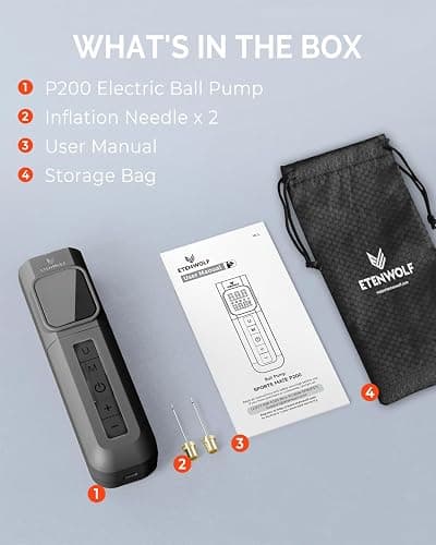 ETENWOLF P200 Electric Ball Pump 2000mAh Sports Air Pump with Digital Pressure Gauge for Basketball Soccer Volleyball thumbnail 8