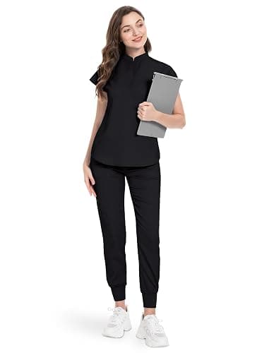 niaahinn Scrubs Set for Women Nurse Uniform Jogger Suit Stretch Top & Pants with Multi Pocket for Nurse Esthetician Workwear thumbnail 2