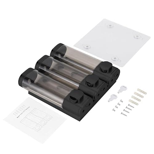 Seifenspender Wandbefestigung, Shampoo Duschgel Spender, 3er Set Seifenspender Ohne Bohren, Gleichmäßige Flüssigkeitsabgabe, AuslaufsicherGeeignet für Shampoo,Duschgel,Flüssigseife,Spülung. (Black) thumbnail 7