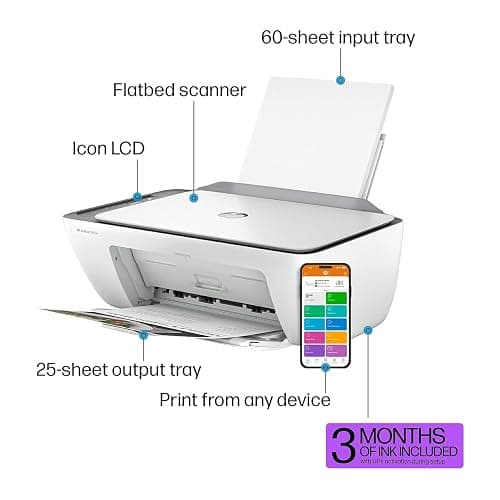 HP DeskJet 2855e Wireless All-in-One Color Inkjet Printer, Scanner, Copier, Best-for-home, 3 months of Instant Ink included, Single-band Wi-Fi connectivity (588S5A) thumbnail 3