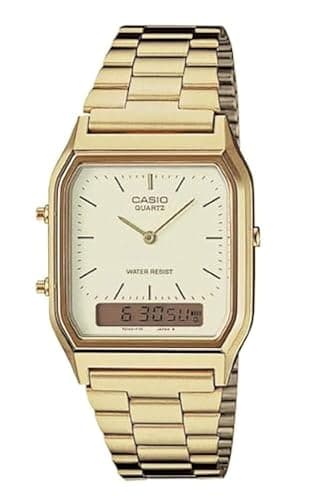 Casio AQ230GA-9D Men's Analog Digital Dual Time Gold Tone Metal Band Watch - Image 1