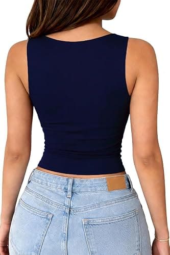 ForeFair Summer Tank Tops for Women Going Out Cute Boat Neck Casual Top Basic thumbnail 4