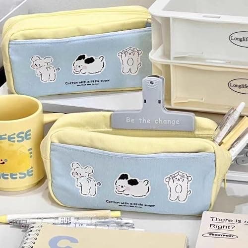 Aesthetic Coquette Organizer Cutecore Makeup Bag For Purse Kawaii Animal Print Cosmetic Bag Y2K Makeup Pouch For Women (Blue) thumbnail 3