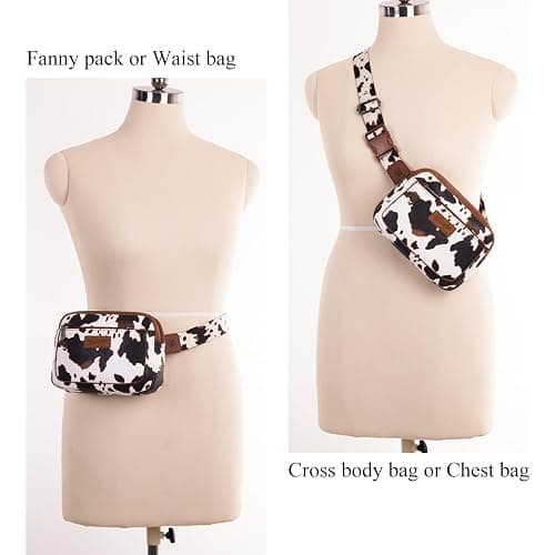Wrangler Cow Print Waist Pack Western Belt Bag for Women with Adjustable Strap, Brown thumbnail 6