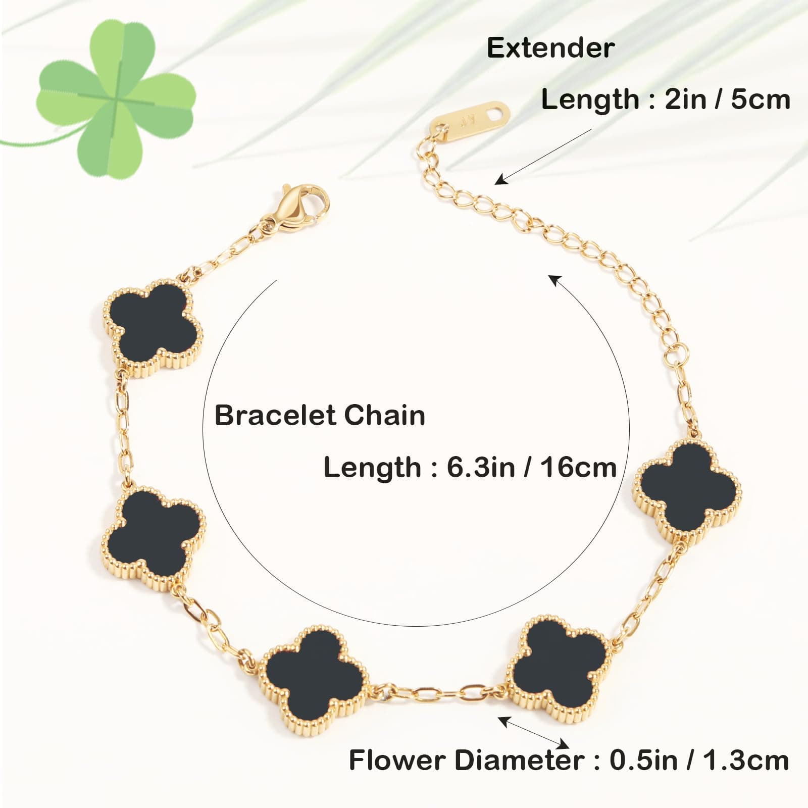 AIQIUQIU 18K Gold Plated Four Leaf Clover Bracelet, Lucky Link Bracelets Double-Sided Adjustable Design Jewelry for Women Girls Christmas Valentine's Day Gifts- YIMAOQIAN Seller thumbnail 3