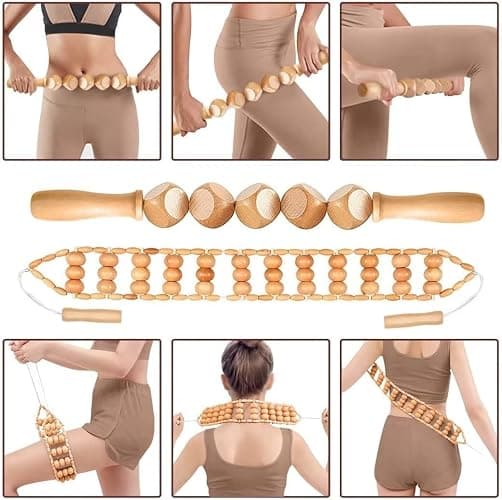 JUANWAN 10-in-1 Wood Therapy Massage Tools Gua Sha Wooden Massager for Body Shaping Massage Tool Set Wood Therapy Tools for Relieving Muscle Pain Body Lymphatic Drainage Massager Anti-Cellulite thumbnail 6