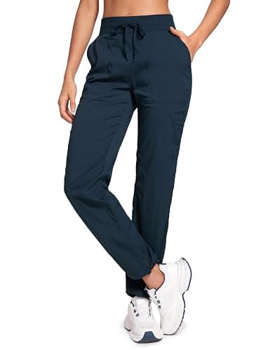 CRZ YOGA Lightweight Straight Leg Workout Pants for Women 28"/30"/32" - Ruched Casual Work Athletic Joggers with Pockets - Image 1