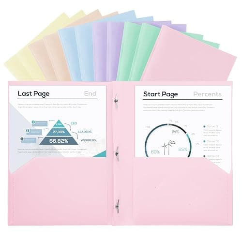 SUIN Plastic Project-Folder with 2 Pockets and 3-Prong Fasteners, for US Letter Size, Bulk Pack Color File-Folder for US Letter Size Papers, Ideal for School & Office, (Assorted Pastel Colors) - Image 1