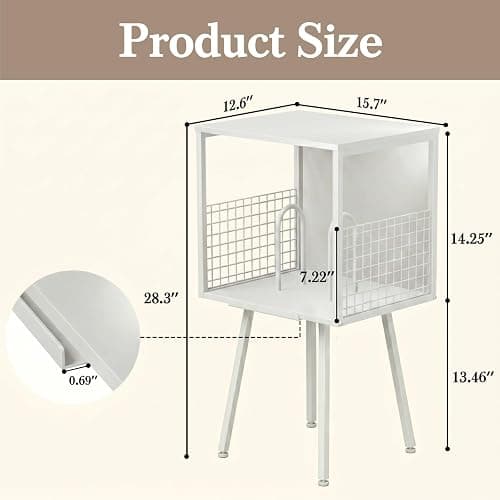 Faesun Record Player Stand with Storage Holds 100+ Vinyl Records, Industrial Turntable Stand with Storage Shelf, LP Album Organizer Cabinet for Small Spaces, whtie End Table thumbnail 3