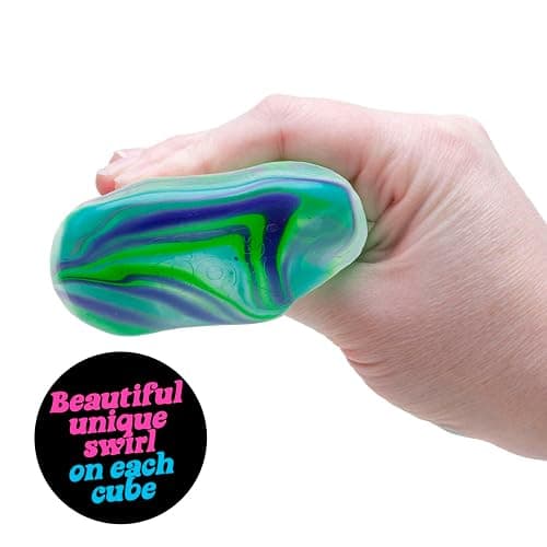 Schylling NeeDoh Nice Cube Swirl - Sensory Toy with a Super Solid Squish - Unique, Swirling Color Blend - Ages 3 and Up - Color May Vary; One Cube Per Pack thumbnail 6