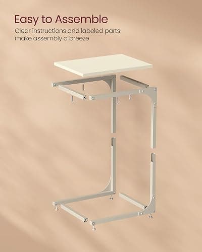 VASAGLE C-Shaped End Table, Small Sofa Side Table with Metal Frame | for Couch, Living Room, Bedroom, Bedside, Cream White, BARNET Collection ULET350W77 thumbnail 7