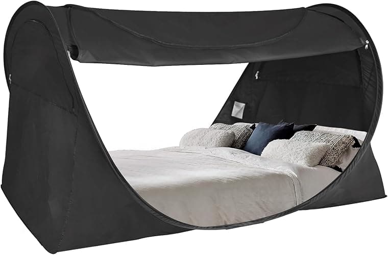 Alvantor Pop Up Bed Tent Queen No Assembly, Queen Size Bed Canopy Blackout and Breathable Mesh Sleeping Tent Lightweight Portable Dream Tent with Carry Bag Dream Tent for Kids and Adults- Black - Image 1