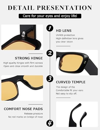 kimorn Sunglasses for Women Men Trendy Retro Fashion Sun Glasses 90’s Vintage Y2K Oversize Square Frame Shades K1337 thumbnail 7