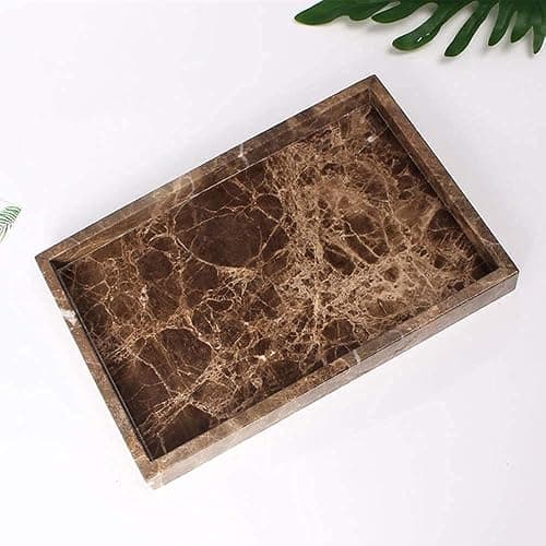 StonePlus Natural Marble Storage Vanity Tray, Cosmetics Jewelery Tray, Kitchen Organizer, Coffee Table Tray (Coffee Net, 11.8L x 7.87W x 1.18H) thumbnail 6
