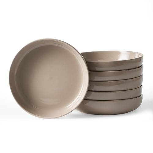 famiware Milkyway 33 oz Pasta Bowls Set of 6, Cinnamon Brown | Scratch-Resistant Stoneware Salad Bowls, Stackable, Dishwasher & Microwave Safe, Lead-Free - Image 1