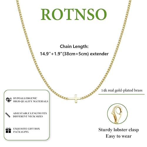 Rotnso Cross Necklace for Women 14K Gold Silver Plated Dainty Small Cross Pendant Choker Simple Trendy Cute Cross Charm Chain Necklace Easter Basket Stuffers Baptism Religious Faith Jewelry Gift thumbnail 6