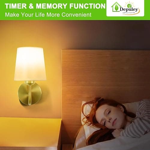 Depuley Battery Operated Wall Sconce: Set of 2 Wireless Wall Lights with Remote Control - Rechargeable 10000mAh RGB Wall Lamp with 15 Colors, Gold Finish for Bedroom Living Room Hallway Home Decor thumbnail 6