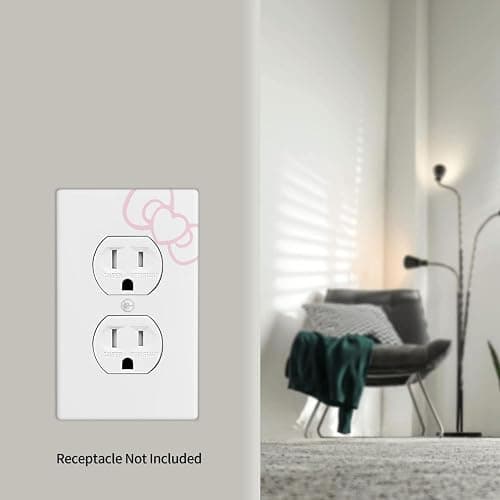 Light Switch Cover, Kawaii Room Decor, Duplex Outlet Covers White Wall Plate, Bedroom Decorative, for Fans Girls Kids Birthday Easter Gifts, Pink Cute Bow thumbnail 5