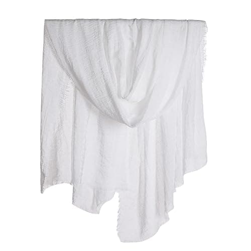 Women Summer Cotton Blend Crinkle Vintage Soft Long Scarf Linen Beach Shawl Wrap thumbnail 4
