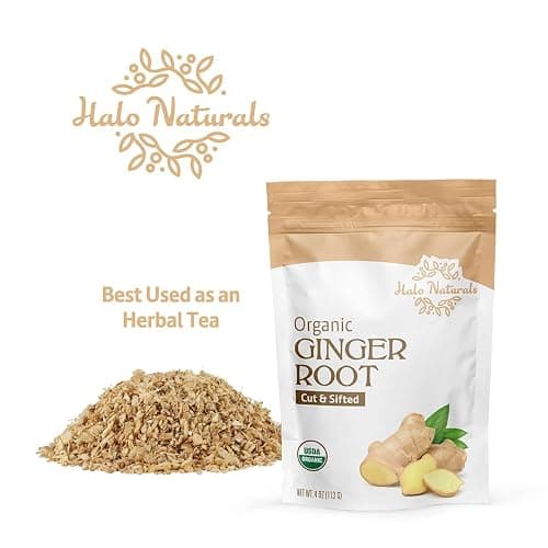 Halo Naturals Organic Ginger Root Cut & Sifted, 4 Ounces (Zingiber officinale) USDA Certified | Resealable Pouch| Packaged in The USA thumbnail 5