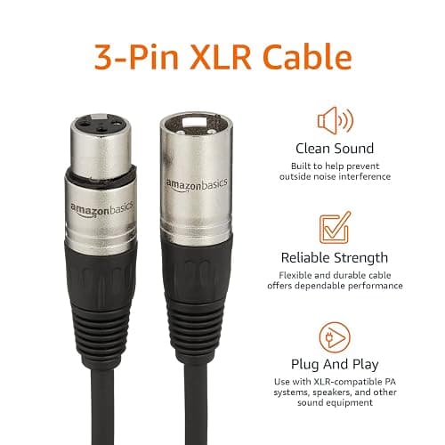 Amazon Basics XLR Male to Female Microphone Cable for Speaker or PA System, All Copper Conductors, 6MM PVC Jacket, 6 Foot, Black thumbnail 4