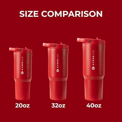 HydroJug Sport - Stainless Steel Tumbler with Straw, Vacuum Insulated, 32oz Leakproof Water Bottle, Ergonomic Design, Reusable, Dishwasher Safe, Rubber Base, Durable for Gym or Outdoors, Alumni Red thumbnail 5