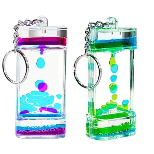ZHjuju Liquid Motion Timer Keychain - (3-Pack) Sensory Toy for Stress Relief, Calming Fidget Keyrings for Kids & Adults, Autism Sensory Tool, Handbag & Car Decoration,3 Colors thumbnail 3