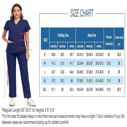 HSDORY Scrubs for Women Sets, Stretch V-Neck Scrub Top & Cargo Pants with Multi Pockets, Anti-Wrinkle thumbnail 6