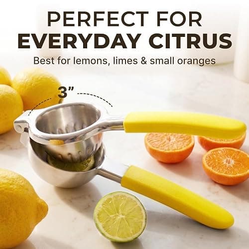 Stainless Steel Lemon Squeezer Press - No Seeds, Pro-Grade, Effortlessly Get Every Drop - Manual Non-Slip Grip Design - Lemon Lime Squeezer, Orange, and Citrus Fruit Hand Held Lemon Juicer Squeezer thumbnail 7