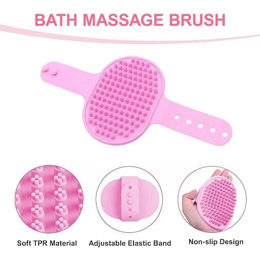 Kemodia 6PCS Pink Dog Washing Kit with Brush, Scrubber, Gloves, Towel & Bag | Dog Brush, Washing Gloves, 39.7" × 20.5" Towel, Shampoo Brush, Bath Scrubber and Big Toiletries Bag thumbnail 4