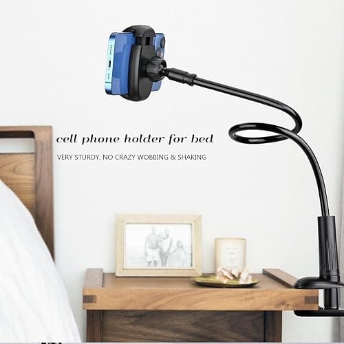 TONDA Phone Holder for Bed Desk, Gooseneck Phone Holder Stand with 33 inch Adjustable Flexible Long Arm Clip Clamp Bracket Mount for iPhone 15 Pro Max XR X 8 7 6 or Other 4-7" Devices thumbnail 6