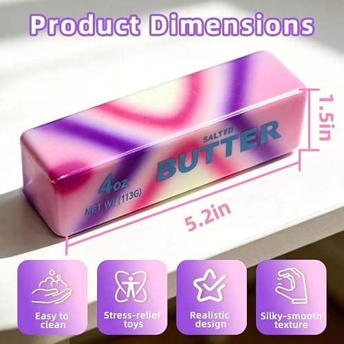 2 Pcs Rainbow Butter Squishy Stick , Super Soft Slow Rising Fidget Squeeze Toy, Colorful Sensory Stress Relief Desk Toy for Home, Office, Travel, Novelty Anxiety Relief Toy for Kids & Adults thumbnail 2