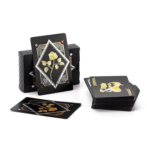 CIBOAN Black Playing Cards,Plastic Playing Card,Waterproof and Super Durable Comfortable to Hold, Good Flexibility,Poker Card Set Suitable for Billiards, Bars, Beach Pools,Gift Playing Cards thumbnail 5