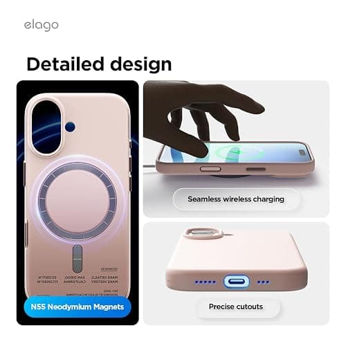 elago for iPhone 17 Case, Premium Magnetic Silicone Case, Compatible with MagSafe, Liquid Silicone Material, Protective Cover, Shockproof, Slim Phone, 6.3 inch (Lovely Pink) thumbnail 7