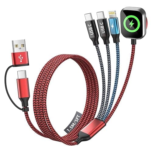 Cruise Essentials 2026, Travel Essentials Dual Type-C 4 in 2 Multi Charging Cable for iPhone Watch Charger/iPhone 17/IP, iWatch Charger, Compatible with iWatch 11-2/Ultra/iPhone 17-8,Car/ Camping 5FT - Image 1