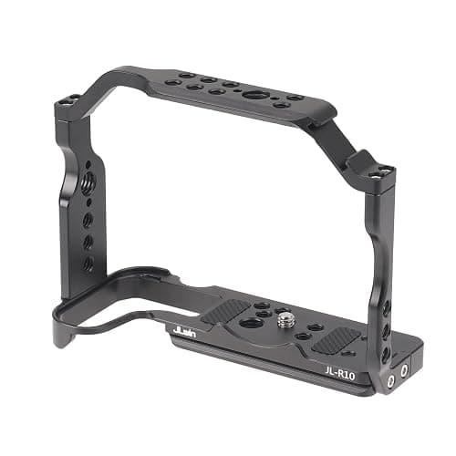 FocusFoto Camera Cage for Canon EOS R10 Mirrorless Camera, Aluminium Video Rig with NATO Rail, Cold Shoe, 1/4" Screw Mouting, 3/8"-16 Locating Pins for Arri Grip, Quick Release Plate for Arca Tripod thumbnail 2