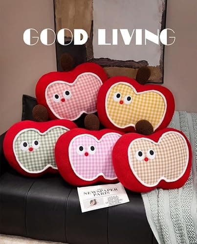 YISLEND Soft Apple Plush Pillow, Adorable Decorative Red Apple Shaped Throw Pillow 15.7 inch Fruit Cushion for Bedroom Sofa Chair Home Decor (Pink) thumbnail 6