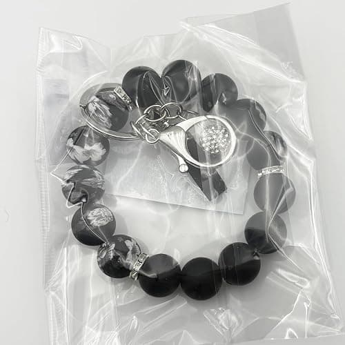 Unpafcxddyig Silicone Bead Keychain Bracelet Women Wristlet Key Ring Bangle Chains with Tassel thumbnail 6