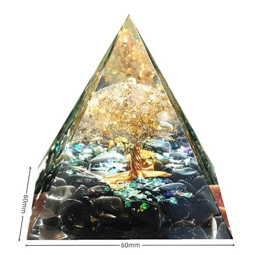 Tree of Life Orgonite Pyramid Kit White Quartz with Obsidian Stone Positive Reiki Energy Generator Crystal Healing Orgone Collection Wealth Lucky Meditation Tool thumbnail 3