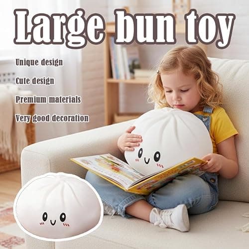 Giant Dumpling Squishy, 10in Mystery Dumpling Squishy Large Toy, Jumbo Dumpling Stress Ball, Soft Squeeze Decompression Dough for Adults (1 PC) thumbnail 6